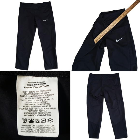 Nike Air Swoosh Leggings W/ Pocket Tights Black Zipper back pocket Size Medium - Picture 1 of 11